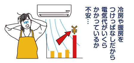 冷房や暖房をつけっぱなしだから電気代がいくらかかっているか不安…
