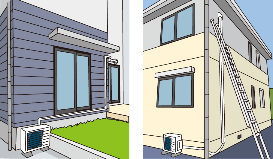 配管延長工事が派生する例のイラスト
