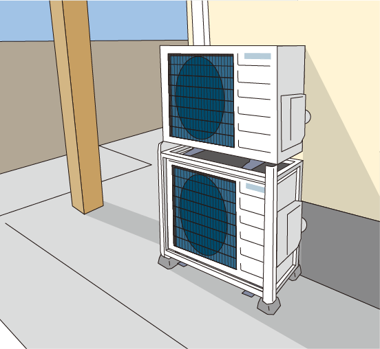 2段アングルの設置例のイラスト