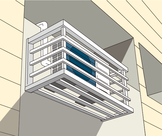 専用架台に乗せる場合の設置例のイラスト