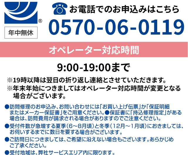 お電話でのお申込みのご案内