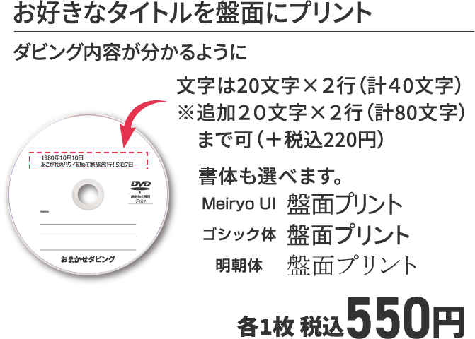 お好きなタイトルを盤面にプリント