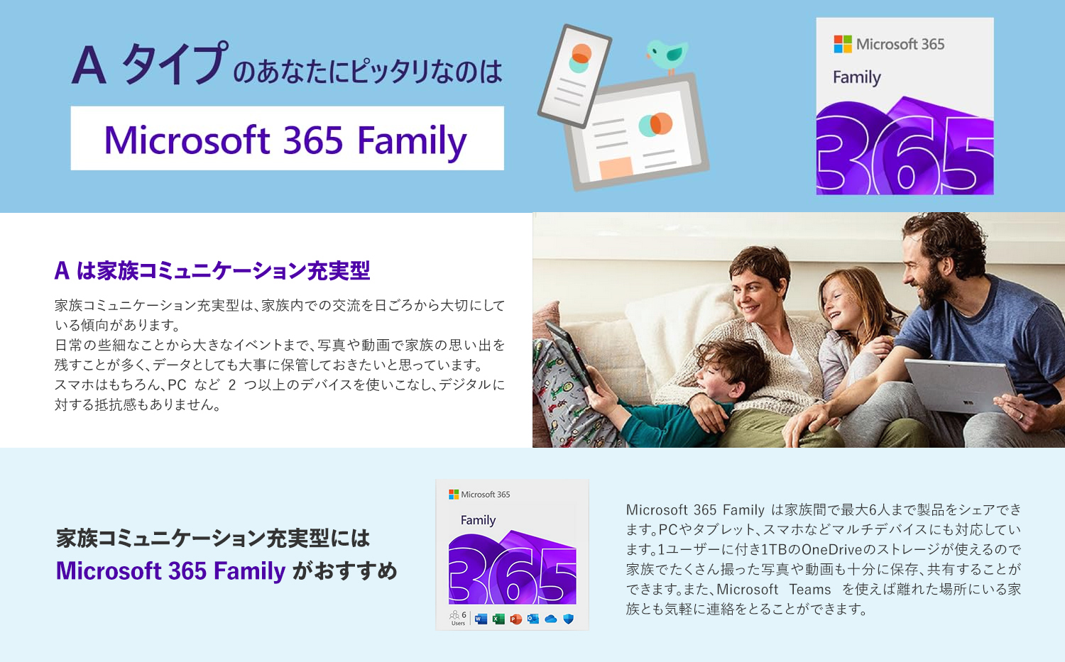 AタイプのあなたにピッタリなのはMicrosoft 365 Family