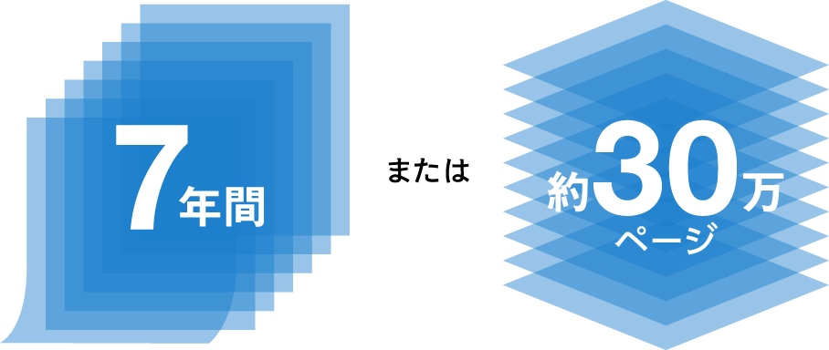 7年間 または 約30万ページ