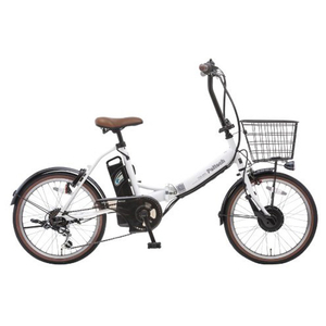 PELTECH 20型折り畳み電動アシスト自転車 外装6段 ホワイト TDN-206L-W-8AH-イメージ1