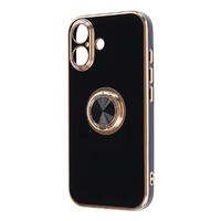 レイ・アウト iPhone 17用ソフトケース 精密設計 フレームメッキ リング付き / ブラック/ゴールド RT-P52TRE/BG