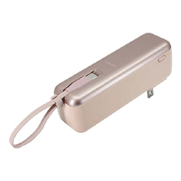 ラスタバナナ PD20W対応 TYPE-C1ポート TYPE-C直付ACモバイルバッテリー 5000MAH 10CM CALON スモーキーピンク RLI050AC20W01SPK