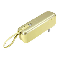 ラスタバナナ PD20W対応 TYPE-C1ポート TYPE-C直付ACモバイルバッテリー 5000MAH 10CM CALON ライトイエロー RLI050AC20W01LY