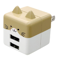 ラスタバナナ USB2ポート モバにゃー AC充電器 計2．4A カシラ RAC2A2A02KSR