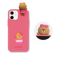 LINE FRIENDS iPhone 12 mini用フィギュア付きカラーソフトケース MACARON CHOCO KCE-CSB030