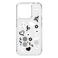 グルマンディーズ iPhone 15 Pro用耐衝撃ケース(アクリルパーツ) SHOWCASE+ ブラック&ホワイト SWC-18BW
