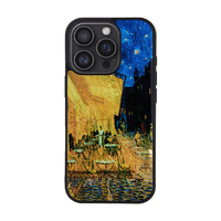 ikins iPhone 16 Pro用MagSafe対応天然貝ケース ゴッホ 名画シリーズ 夜のカフェテラス I27076I16PR