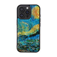 ikins iPhone 16 Pro用MagSafe対応天然貝ケース ゴッホ 名画シリーズ 星月夜 I27082I16PR