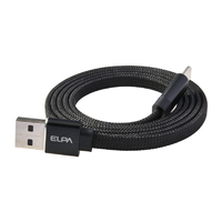 エルパ マグネットUSBケーブル フラット形状 27W 1m AtoC ブラック MCA-FAC1027(BK)