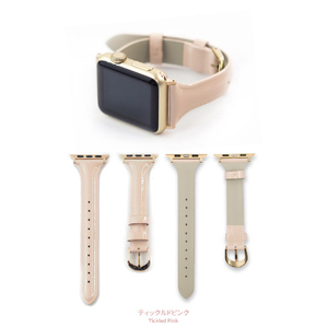 WEARPLANET Apple Watch 49/46/45/44/42mm用Slim Line 本革 エナメルバンド ティックルドピンク WP23095AWPK-イメージ14
