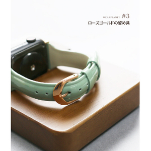 WEARPLANET Apple Watch 49/46/45/44/42mm用Slim Line 本革 エナメルバンド ティックルドピンク WP23095AWPK-イメージ8