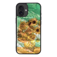 ikins iPhone 16 Plus用天然貝ケース ゴッホ 名画シリーズ ひまわり I27097I16PL