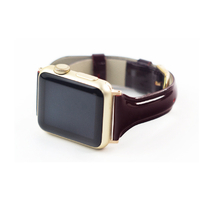 WEARPLANET Apple Watch 42/41/40/38mm用Slim Line 本革 エナメルバンド ガーネットブラウン WP23098AWBR