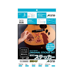 エーワン 手作りステッカー(透明タイプ/A4判/3セット入り) 28873N-イメージ1