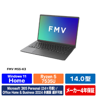 富士通 14型WUXGA/Ryzen 5/Radeon 660M/メモリ16GB/約256GB SSD/WiFi 6E e angle select FMV Note M ブライトブラック FMVM55K3B5