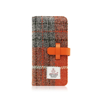 SLG Design iPhone SE(第3世代)/SE(第2世代)/8/7用Harris Tweed Diary オレンジ×グレー SD8119I7