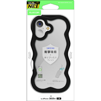 エレコム iPhone17用Grippy ハイブリッドケース フレームカラー ウェーブ メタルステッカー付 ブラック PM-A25AFCWAVEBK