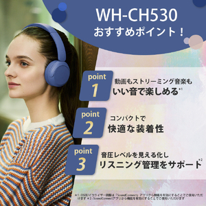 SONY ワイヤレスステレオヘッドセット コバルト WH-CH530 L-イメージ3