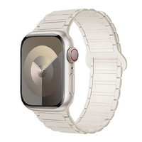 GAACAL Apple Watch 1-11/SE1-3 38/40/41/42(10-11)mm 防水のマグネット式シリコンバンド アイボリー W00563AA