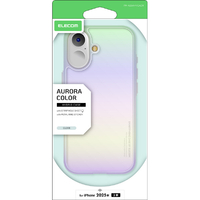 エレコム iPhone17用ハイブリッドケース オーロラカラー メタルステッカー付 クリア PM-A25AHVCACR