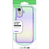 エレコム iPhone17用ハイブリッドケース オーロラカラー メタルステッカー付 ラベンダー PM-A25AHVCAPU