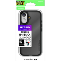 エレコム iPhone 17用ハイブリッドケース マットブラック(ラバーコート) メタルステッカー付 ブラック PM-A25AHVCKBK