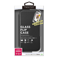 PGA iPhone 16用ガラスフリップケース ブラック PG-24AGF01BK