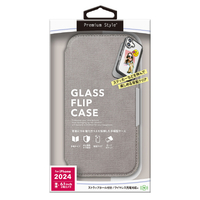 PGA iPhone 16用ガラスフリップケース キャンバス ライトグレー PG-24AGF08GY