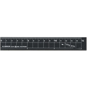 クツワ アルミ定規 15cm ブラック FCU8566-XS03BK-イメージ1