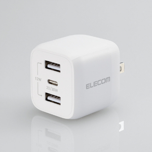 エレコム USB Power Delivery 32W キューブAC充電器(C×1+A×2) ホワイト MPA-ACCP4032WH-イメージ1