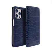ABBI SIGNATURE iPhone 15 Pro用LIPARI イタリアンレザー MagSafe対応ダイアリーケース ネイビー ABS26191I15PR