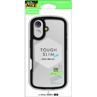 エレコム iPhone17用TOUGH SLIM LITE ケース フレームカラー メタルステッカー付 ブラック PM-A25ATSLFCBK