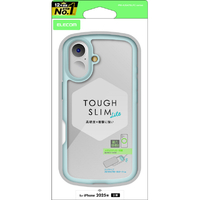 エレコム iPhone17用TOUGH SLIM LITE ケース フレームカラー メタルステッカー付 ブルー PM-A25ATSLFCBU