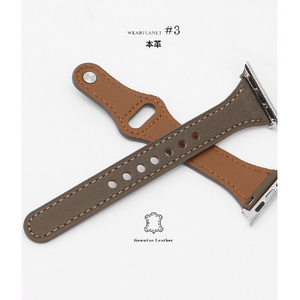 WEARPLANET Apple Watch 49/46/45/44/42mm用Slim Line フラット本革バンド メープルブラウン WP23208AWAM-イメージ8