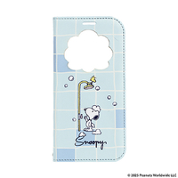 Hamee iPhone17用 フリップ窓付きダイアリーケース CERTA ピーナッツ スヌーピー/タイル・バスタイム ブルー 669-182233