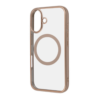 レイアウト iPhone 16用Like standard MagSafe対応 マグネットアクセサリー対応 衝撃吸収 バンパー マット メタリック ハイブリッドケース ピンクゴールド RT-P46MG3/PGM
