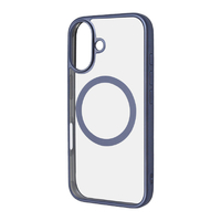レイアウト iPhone 16用Like standard MagSafe対応 マグネットアクセサリー対応 衝撃吸収 バンパー マット メタリック ハイブリッドケース ライトブルー RT-P46MG3/LAM