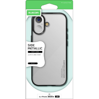 エレコム iPhone17用ソフトケース サイドメタリック メタルステッカー付 ブラック PM-A25AUCTMBK