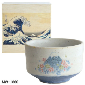アペックスハート 抹茶椀 桜富士 青波 茶楽JAPANシリーズ MW1860ﾏﾂﾁﾔﾜﾝｻｸﾗﾌｼﾞｱｵﾅﾐ-イメージ1