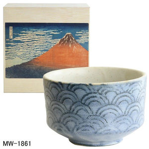 アペックスハート 抹茶椀 青海波 赤富士 茶楽JAPANシリーズ MW1861ﾏﾂﾁﾔﾜﾝｾｲｶｲﾊｱｶﾌｼﾞ-イメージ1