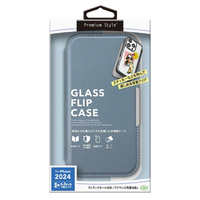 PGA iPhone 16 Pro用ガラスフリップケース ブルー PG-24BGF03BL