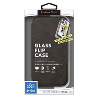 PGA iPhone 16 Pro用ガラスフリップケース キャンバス チャコールグレー PG-24BGF07GY