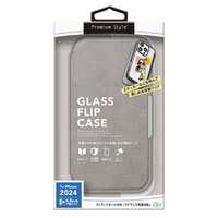 PGA iPhone 16 Pro用ガラスフリップケース キャンバス ライトグレー PG-24BGF08GY
