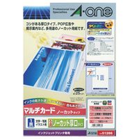 エーワン マルチカード インクジェットプリンタ専用紙 白無地 厚口タイプ A4判 ノーカット 100シート入り A-ONE.51266