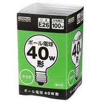 ヤザワ 40W形・E26口金 ボール電球 クリア 1個入り GC100V38W70